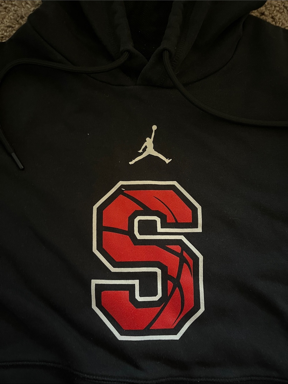 Jordan Black Hoodie with Red 'S' Chest Graphic - Picture 2 of 3